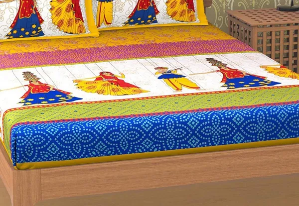 Cotton_Printed_Double_Bedsheet_(Yellow)_with_set_of_2_Pillow_Covers